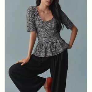 Maeve Black and White Leopard Mauve Top